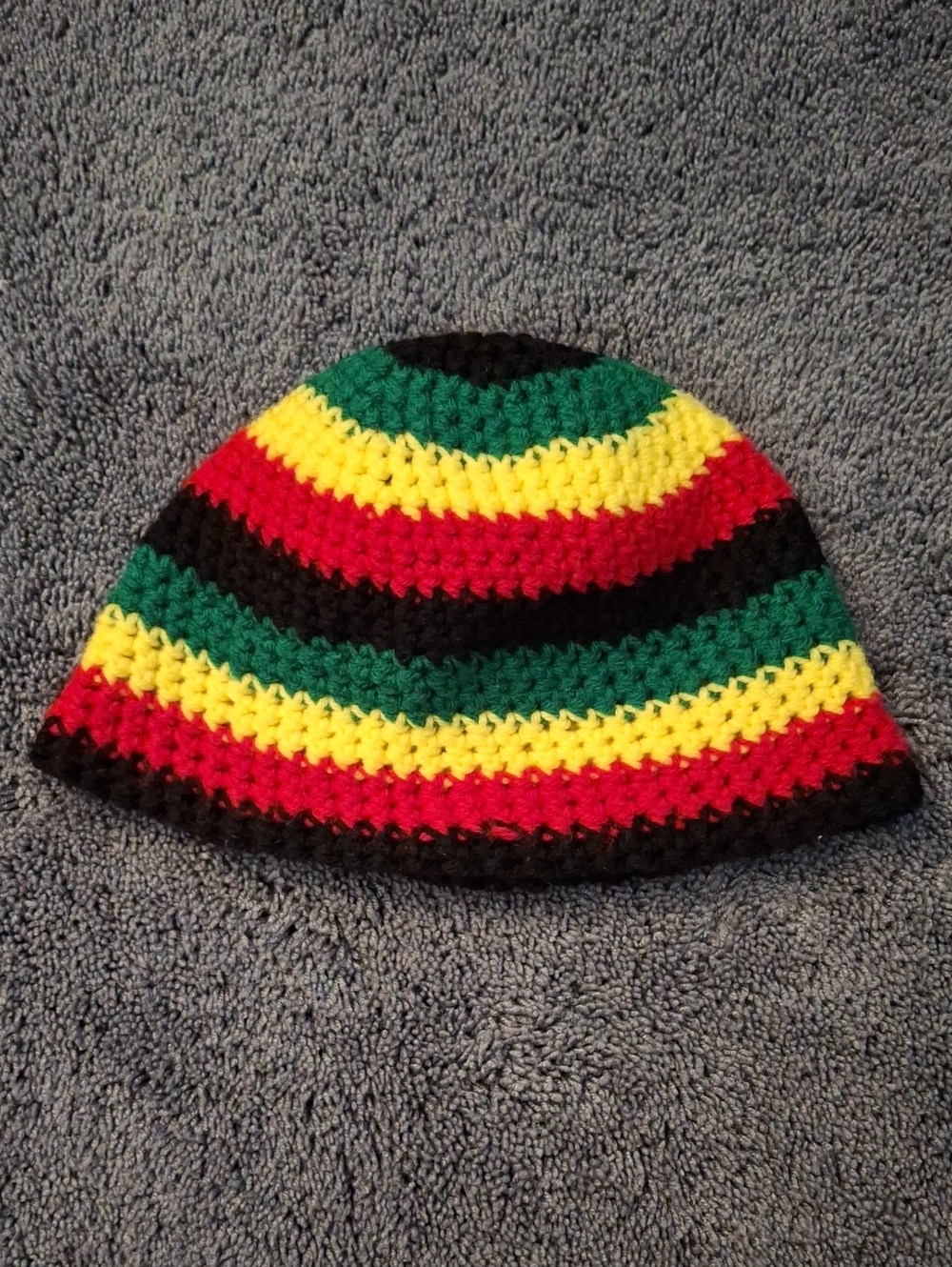 Striped Crochet Rasta Bohemian Jamaica Beanie Hat - Large